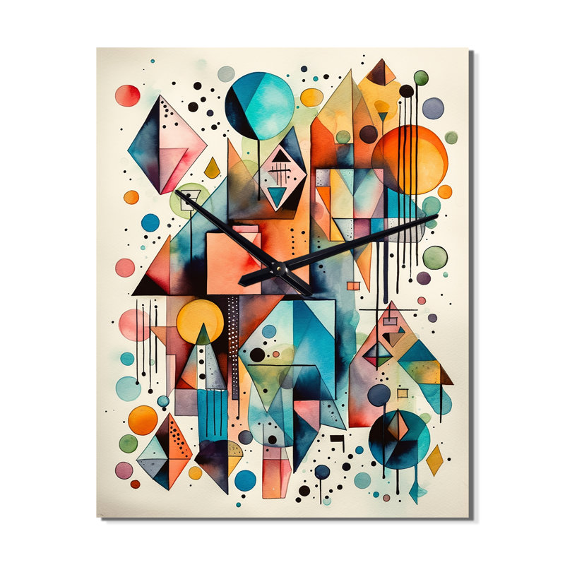 Horloge murale géométrique bleue et orange Balance I, H 32 po x l 16 po x P 1 po