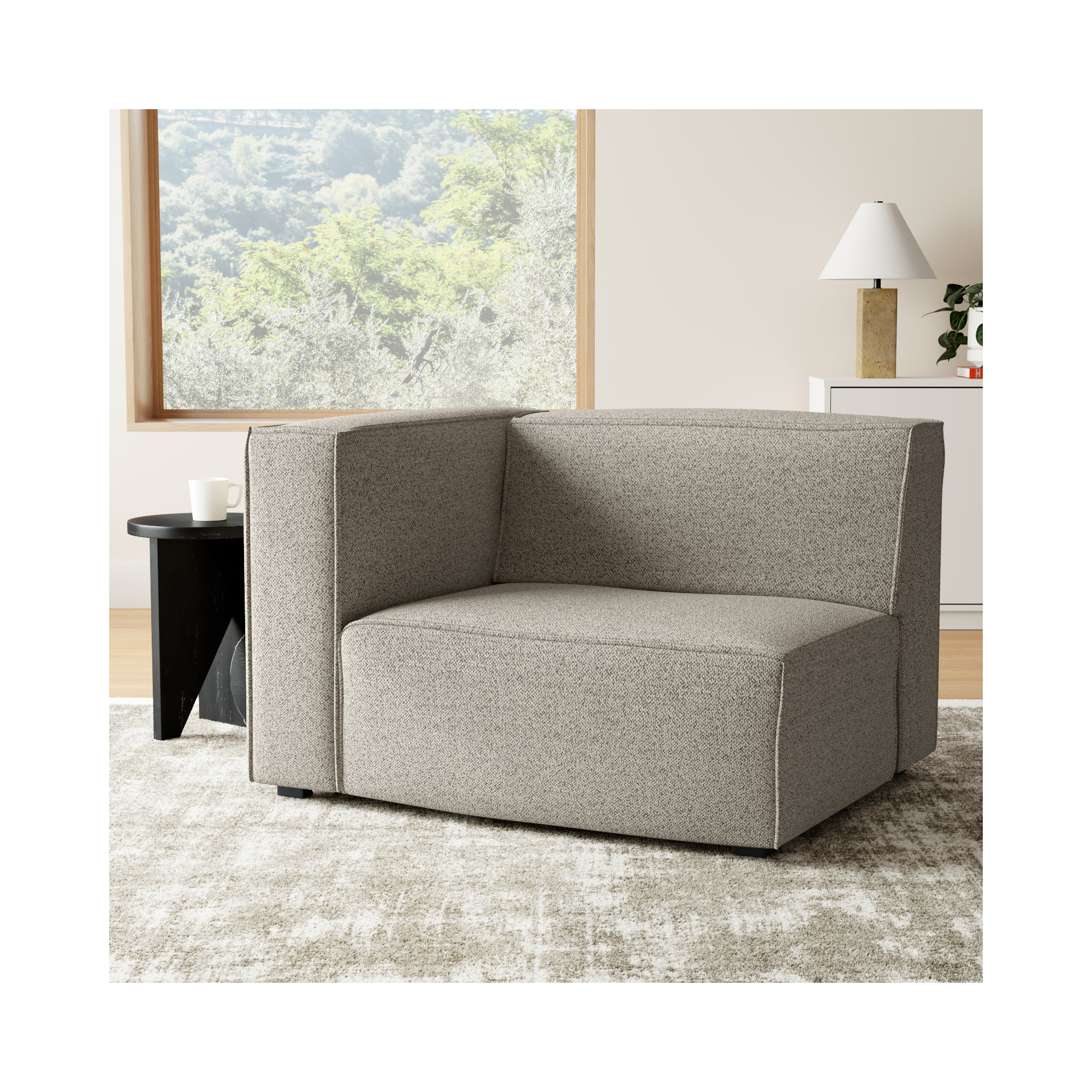 Shonnard Upholstered Armchair, Taupe Performance Boucle