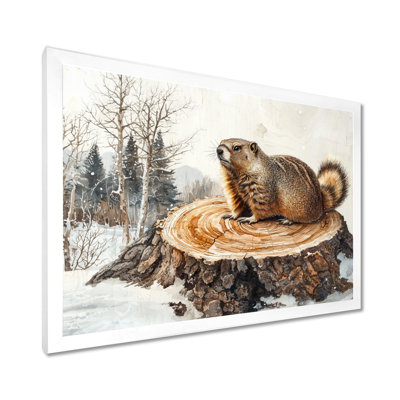 «Forest Marmot Animal In Winter Landscape II - Groundhog», reproduction d'art sur toile