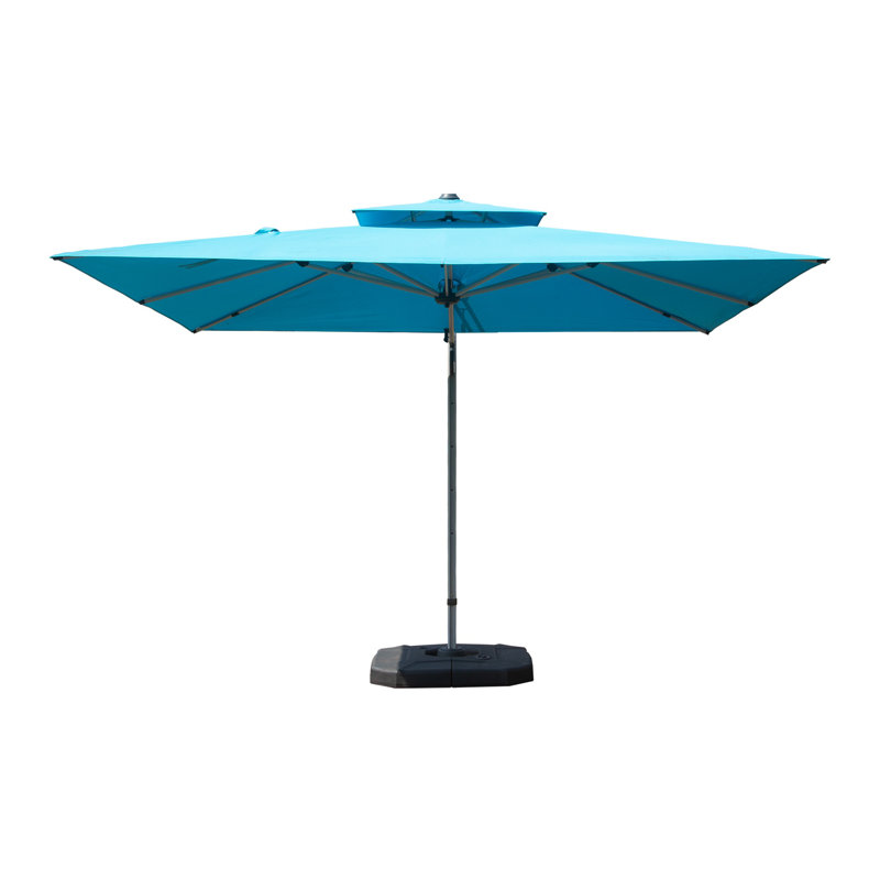 Parasol de patio rectangulaire 9 'x 11' avec mât central - abat-jour de jardin d'extérieur bleu lac avec protection UPF 50+ et rotation à 360 °