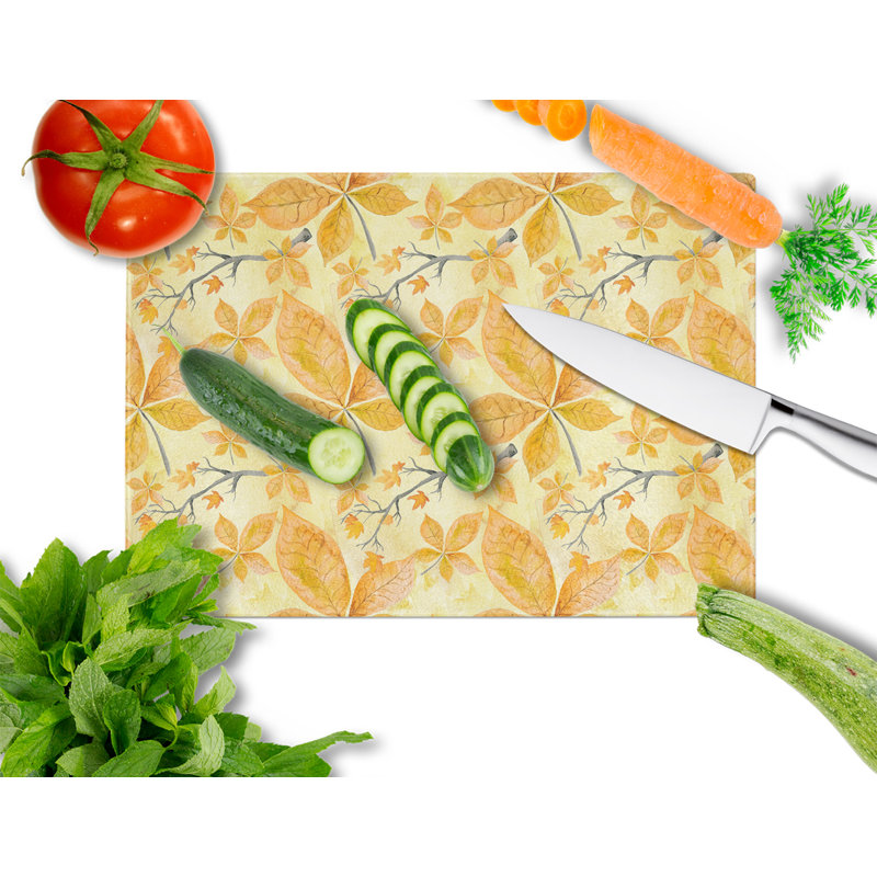 Caroline's Treasures Tempered Glass Fall Leaves and Branches Cutting Board