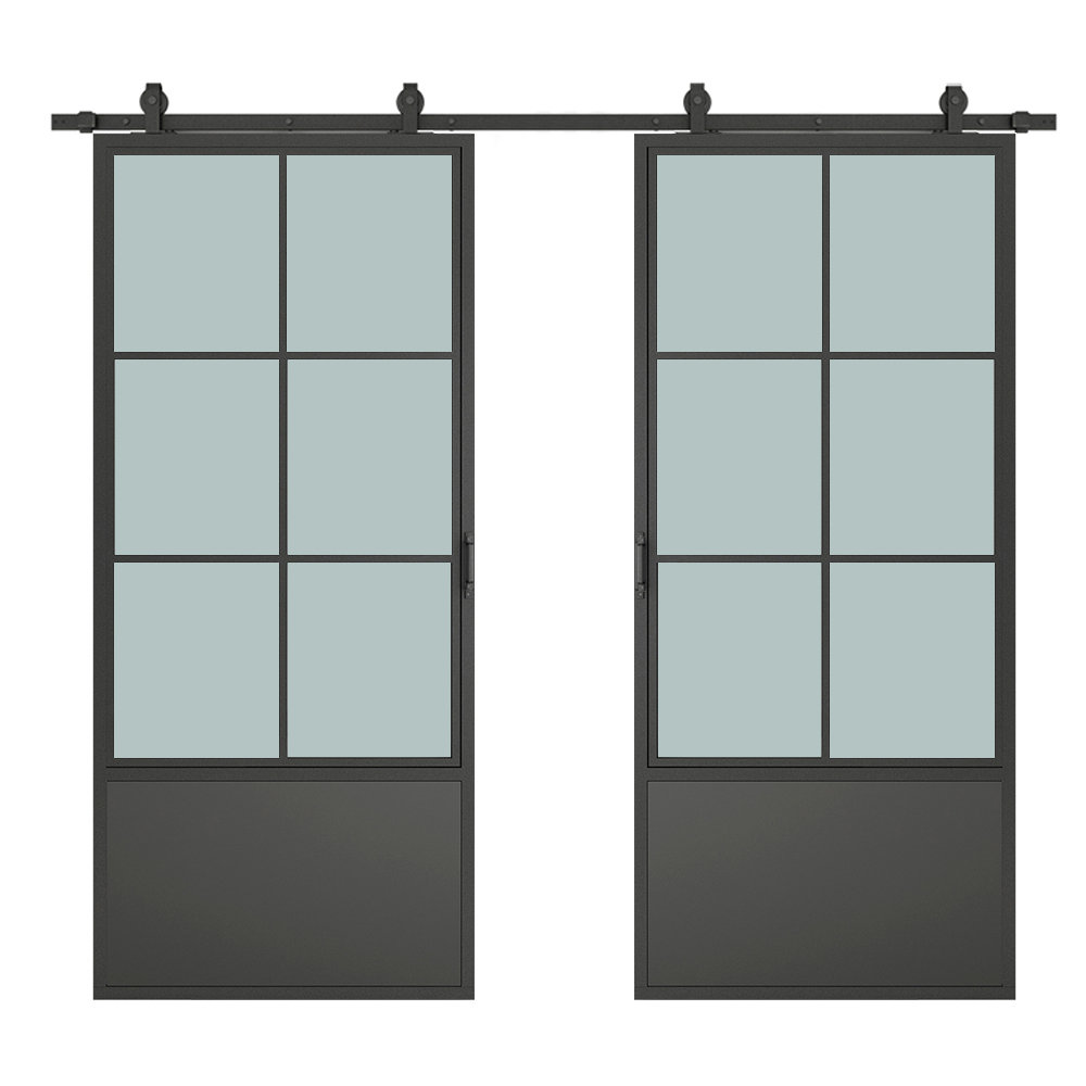 84'' Hollow Glass with Installation Hardware Kit Barn Door Calhome 