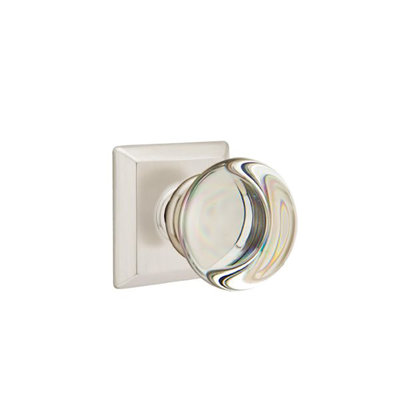 Ensemble de boutons de passage Emtek avec rosette Quincy et bouton en verre Providence