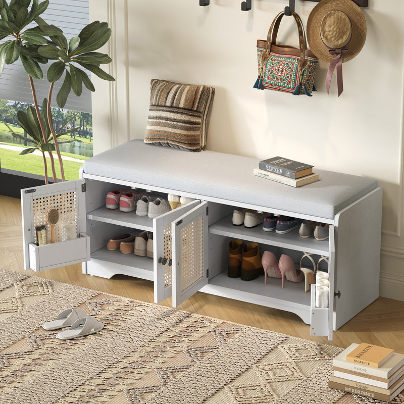 Banc de rangement multifonctionnel, Blanc