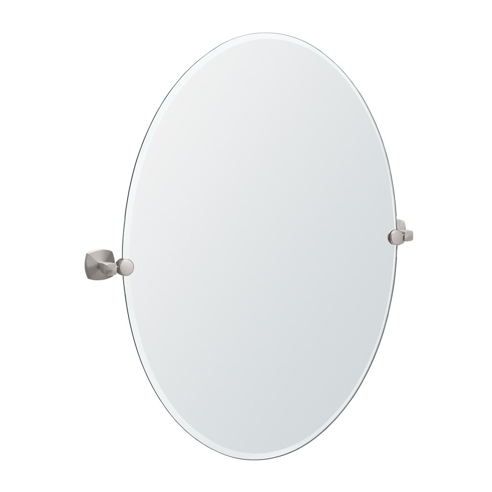 Gatco Jewel Wall Mount 32"H Frameless Oval Bathroom Vanity Mirror