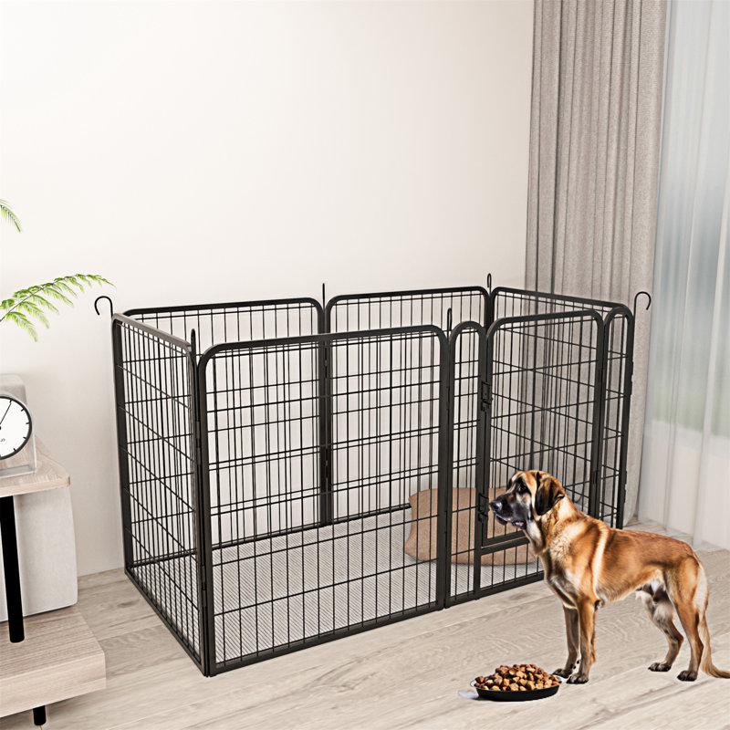 6 Panels Heavy Duty Metal Playpen With Door, 31.7" H x 53.94" W x 26.77" D