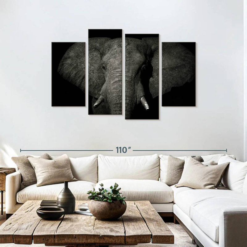 Brampt Mud Covered Elephant, 48'' H x 75'' W
