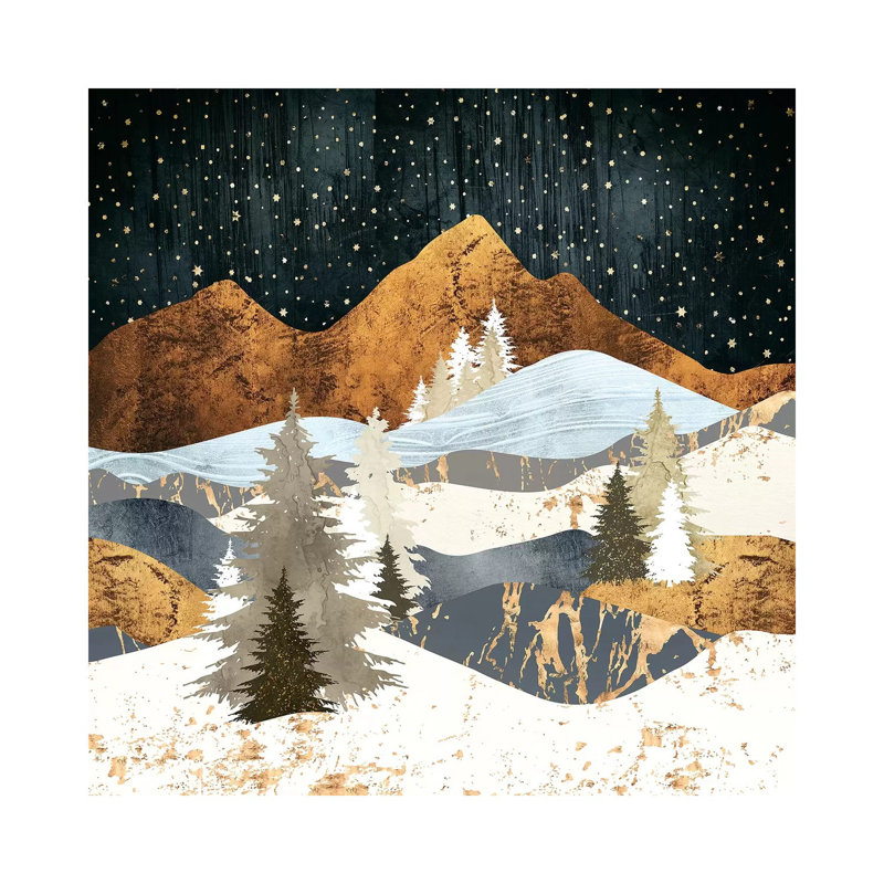 Étoiles d'hiver - reproduction d'impression, Toile tendue, Aucun mat, H 18 po x l 18 po x 1,5 po