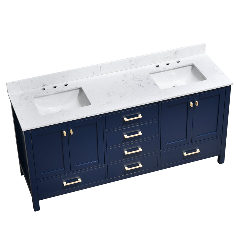 72 Inch Bathroom Vanity With Double Sink, Blue
