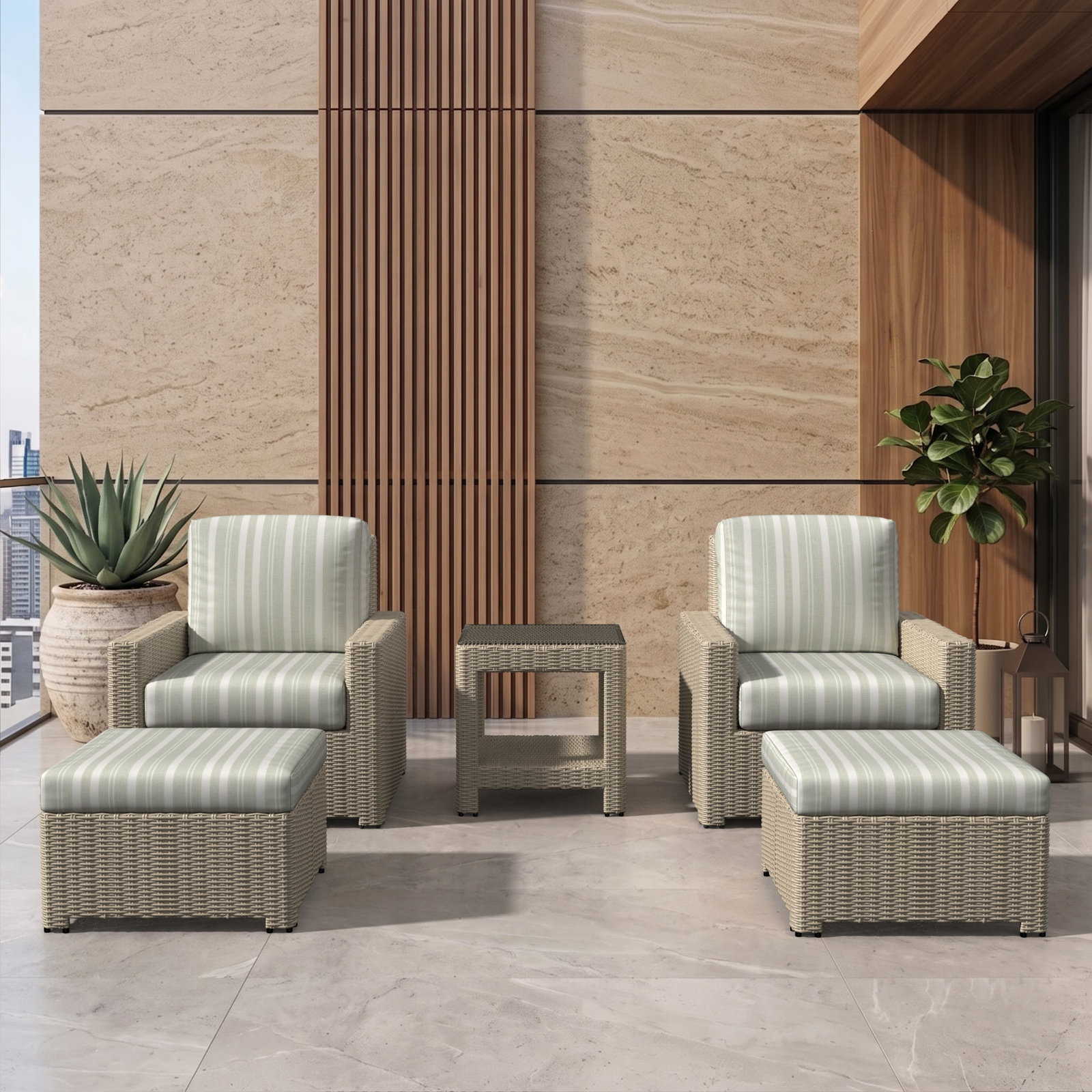 Henri 2-Person Sunbrella® Patio Seating Group, Sunbrella® Tranquil Sage