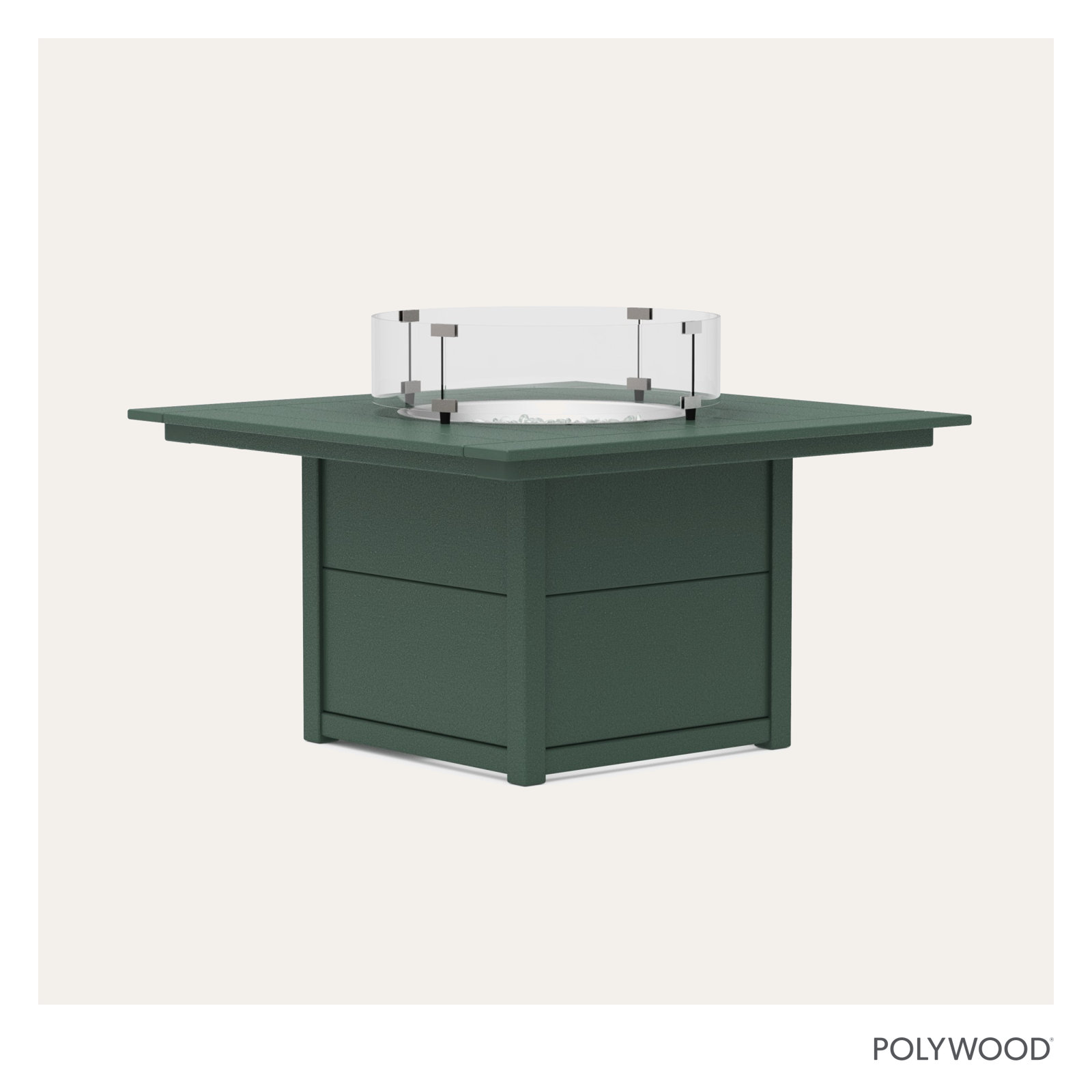 POLYWOOD® Square 42" Fire Pit Table, Green