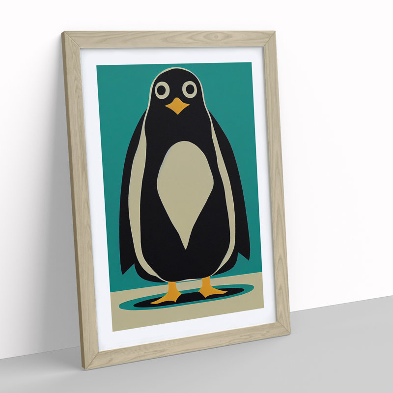 Penguin Abstract Art No.8 - Wall Art, 46cm H x 34cm W, Oak Framed