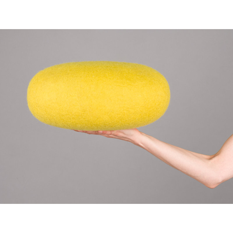 38cm Wide Round Solid Colour Pouffe Ottoman, Yellow