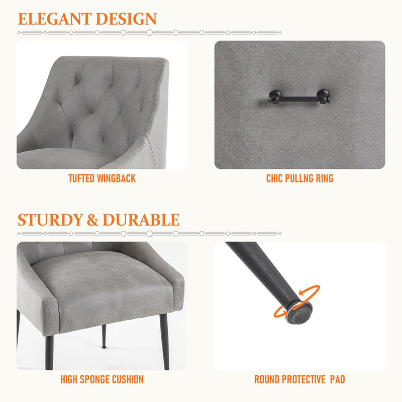 Gennadiy 38cm H Upholstered Metal Side Chair, in Grey