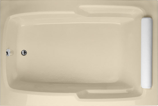 Duo 60'' L Soaking Bathtub, Bone, Satin Chrome
