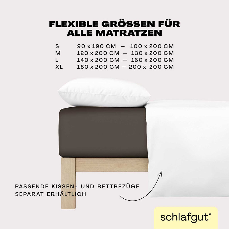 100% Cotton Jersey Knit Fitted Sheet, Sand Deep, L 140 x 200cm - 160 x 200cm