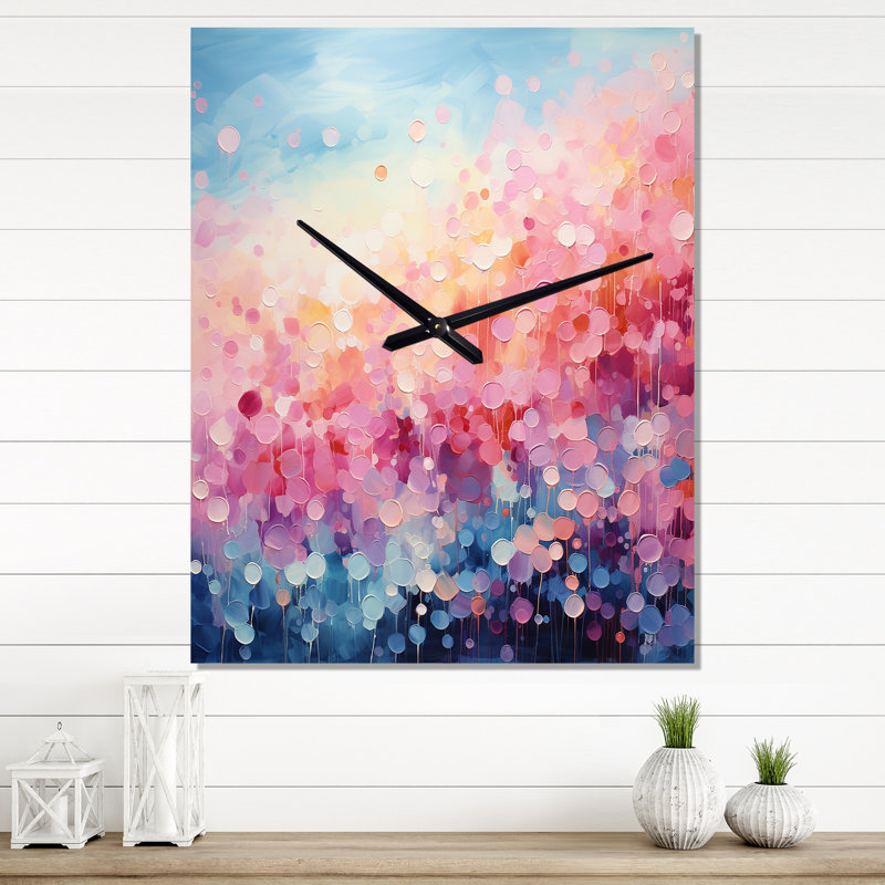 Cotton Candy I - Horloge murale moderne paysage abstrait, H 40 po x l 30 po x P 1 po
