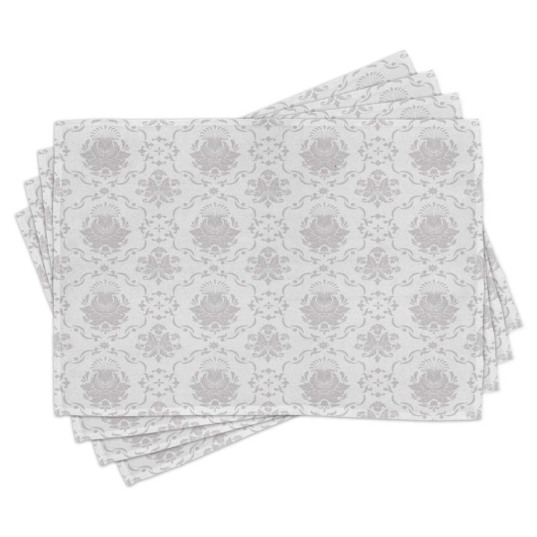 Platzdeckchen 4er Set, Damast Victorian Bohemian, Grau