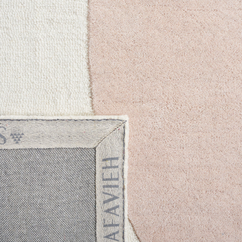 Tapis ivoire / rosé en laine touffeté à la main Arabelle, Rectangle 6 pi x 9 pi