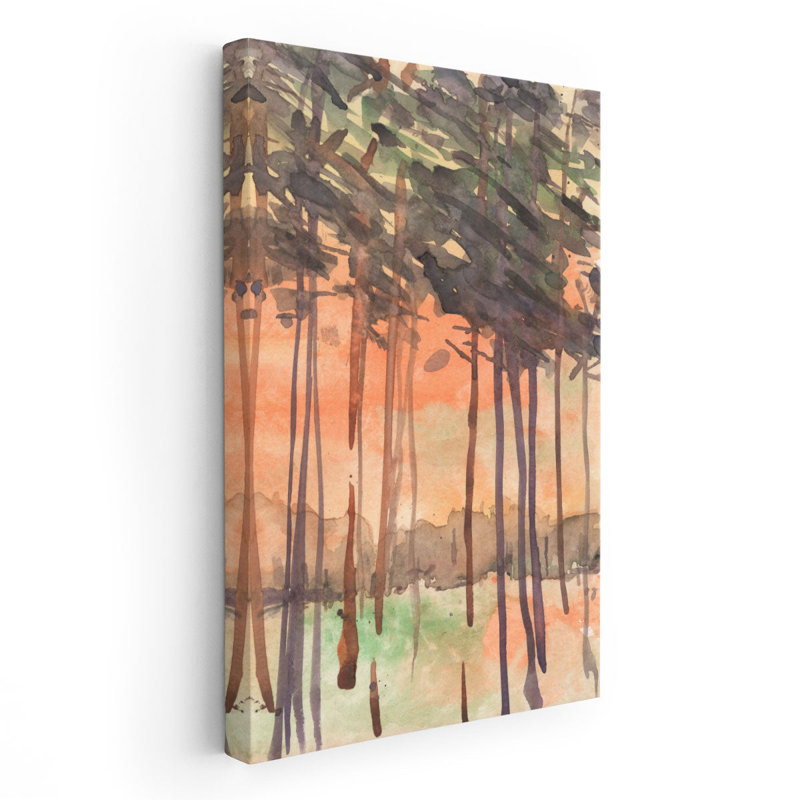 Entre les arbres I - reproduction d'art sur toile, H 18 po x l 12 po