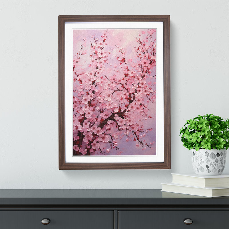 Cherry Blossom Tree Orphism No.2 - Single Picture Frame Print on Wood, 34cm H x 25cm W x 2cm D, Walnut Framed
