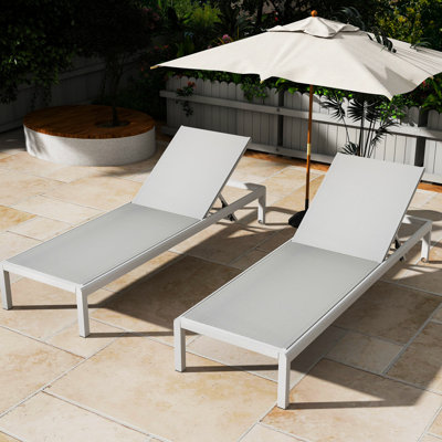 2 chaises longues d'extérieur - en aluminium, toutes saisons, capacité de 400 lb, pour 2 chaises de patio de piscine de plage, capacité de 2