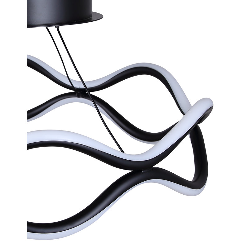 Derinna 16.88 In. Modern Integrated LED Black Contemporary Semi Flush