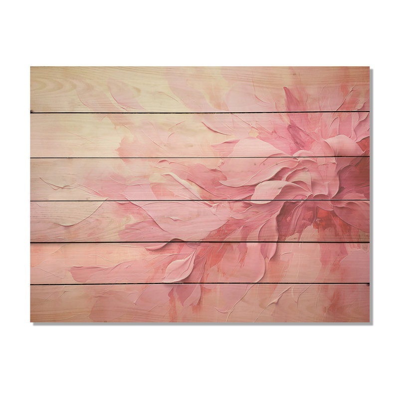 Or et rose, rivière abstraite minimale - art mural en bois fuchsia sur bois de pin naturel, H 30 po x l 40 po