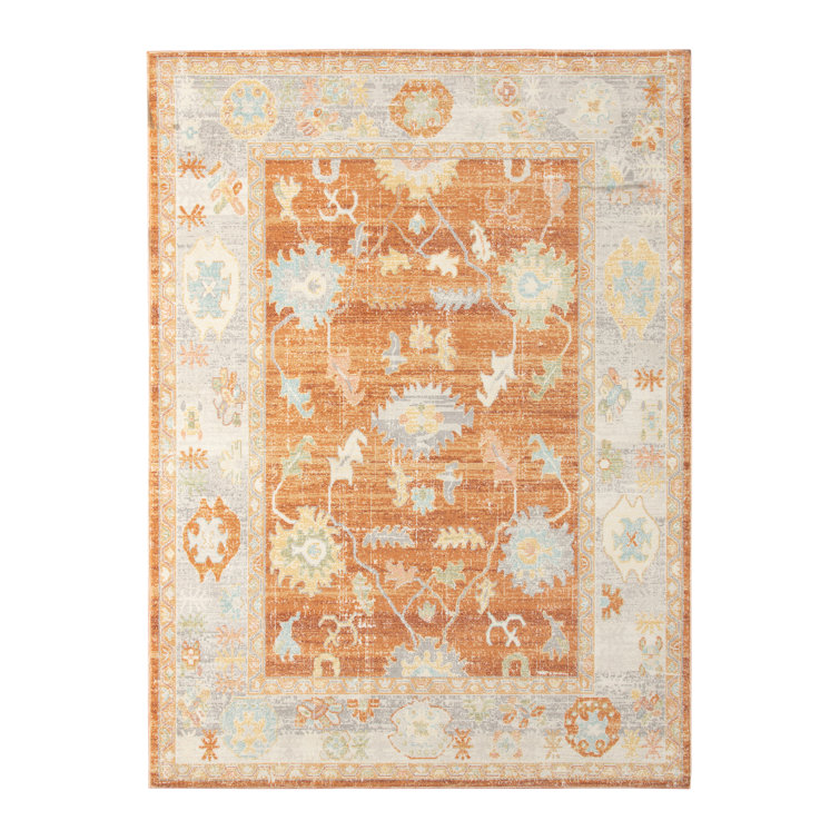 Xanthos Bordered Floral Durable Performance Indoor/Outdoor Area Rug