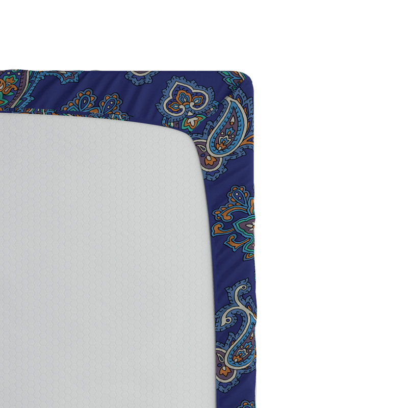 Microfiber Paisley Fitted Sheet, Twin XL Fitted Sheet, Navy Paisley