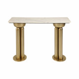 Metal Console with Marble Top - Elegant Storage Solution