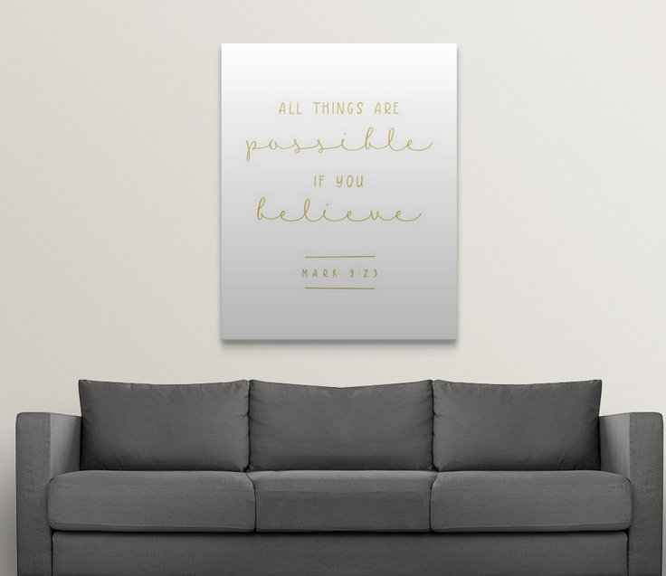 « mark 9:23-scripture art », art textuel, H 20 po x l 16 po x P 1,5 po, Toile