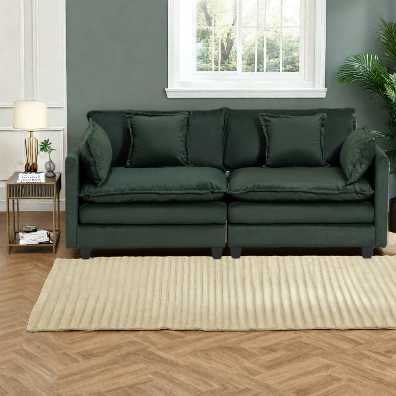 Canapé modulaire confortable en chenille avec méridienne moderne et confortable