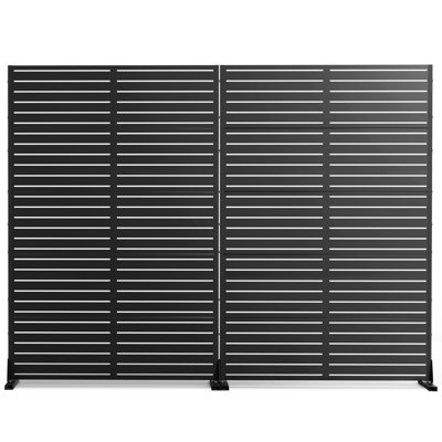 2 Pack 72" H x 47" W Metal Privacy Screen, Outdoor Privacy Panels with Stand, Decorative Outdoor Divider for Balcony & Patio