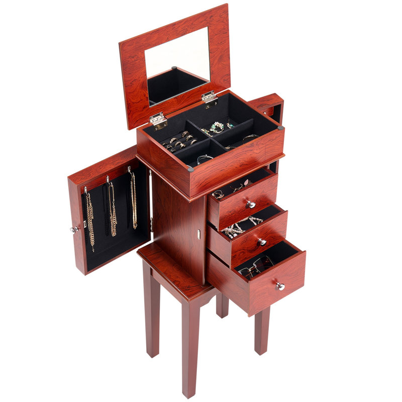Armoire à bijoux avec armoire 3 tiroirs et miroir