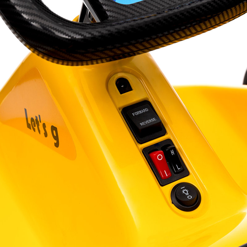 Kart électrique 6V pour enfants avec musique, lumière, klaxon, Jaune