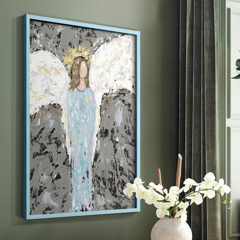 Angels Everyone I Framed Print - Solid Wood, Blue, 10" H x 8" W