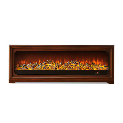 Brown Solid + Manufactured Wood Freestanding TV Cabinet Fireplace