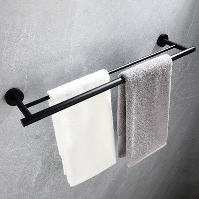 5 Bathroom Towel Rack In Matte Black Aluminium - Wall Mounted Stylish And For Bath, Bedroom, Laundry, Kitchen Easy Installation Process 5 Piece Mount Aluminium, Build, Corrosion Multiple Room Uses