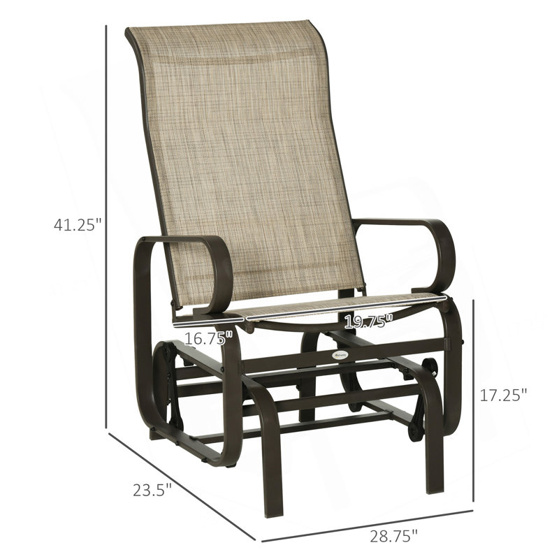 Outsunny Outdoor Glider Chair, Gliders for Outside Patio with Smooth Rocking Mechanism and Lightweight Construction for Backyard