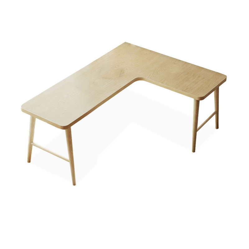 Bureaux en bois massif en L Burlywood, H 29,53 po x l 55,12 po x P 39,37 po, Right Hand Return