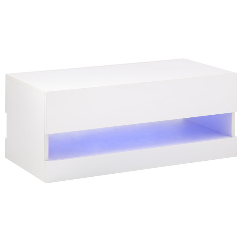 Allmon Floor Shelf Coffee Table with Storage, White