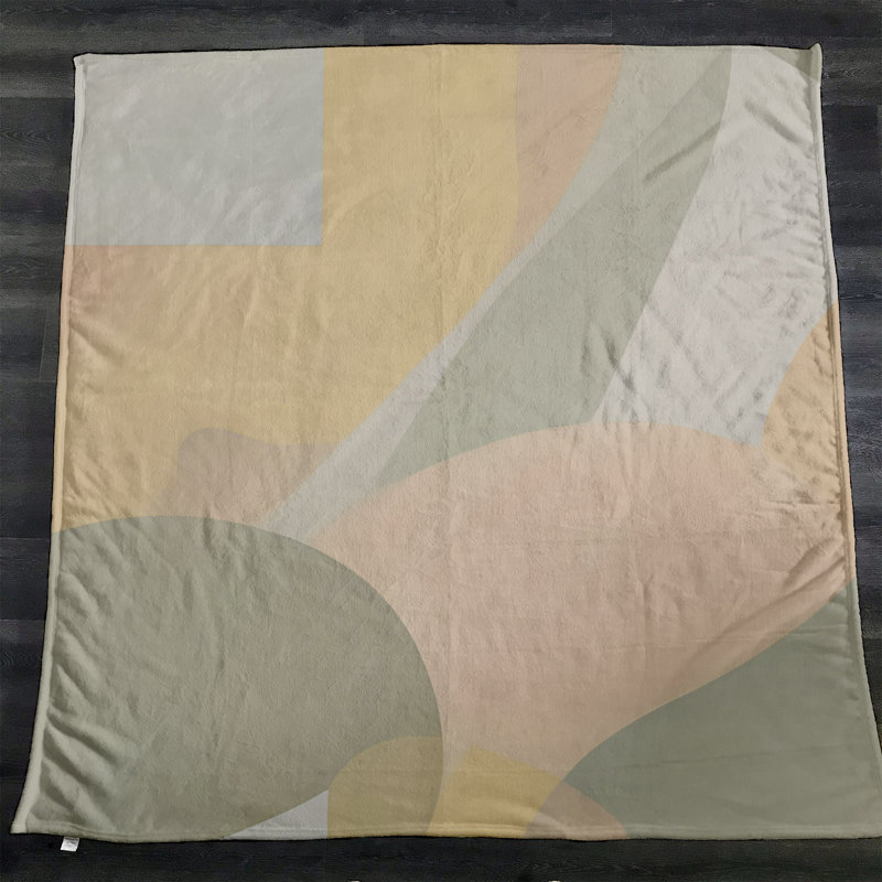 Throw Blanket, 51" W x 60" L, Geometric Shapes/Abstract, Green/Yellow/Pink