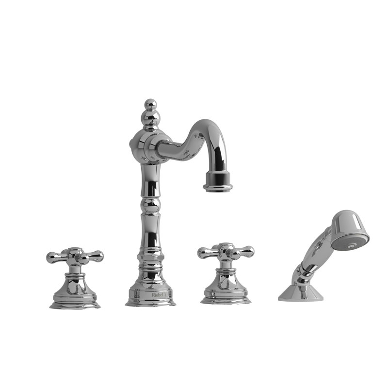 Retro™ 4-Hole Deck Mount Tub Filler, Cross Handle, Chrome