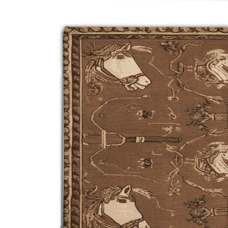 Tapis d'intérieur et d'extérieur brun français, Rectangle 4pi x 6 pi