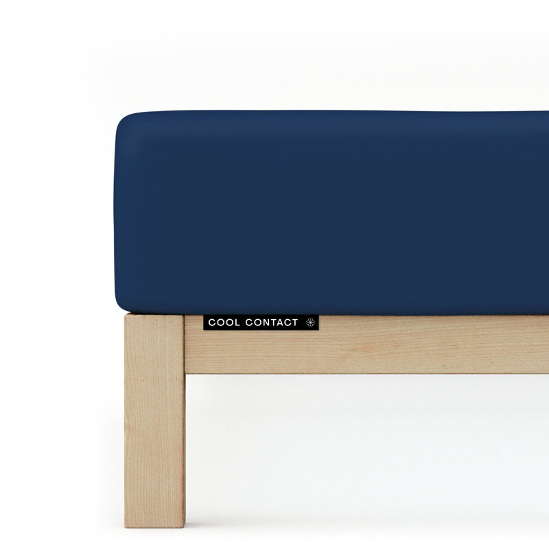 Cool Contact 100% Microfibre Fitted Sheet, Blue Deep, L 140 x 200cm - 160 x 200cm