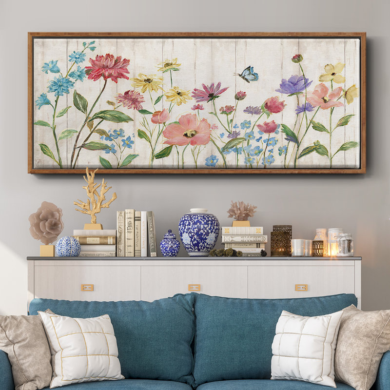 Fleurs sauvages sur toile encadrée, H 20 po x l 50 po