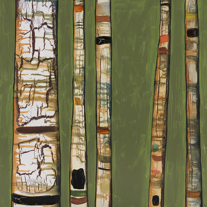 " Birch Trunks On Green " by Eli Halpin