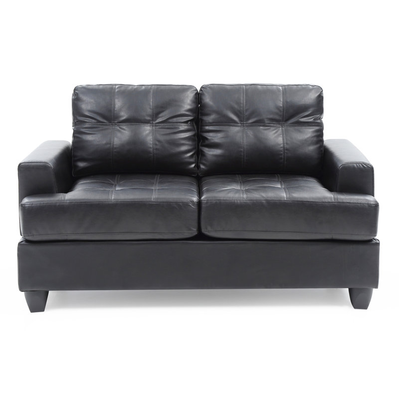 Transitional Black Loveseat For Two, Black