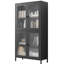 Armoire en métal avec accessoires de basculement et 3 à 4 tablettes pour salle de bain avec 4 portes en verre - Noir